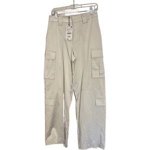 Zara Off White Straight Leg Cargo Dress Pants Women’s Size S NWT
